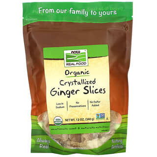 NOW Foods, Real Food, Organic Crystallized Ginger Slices, kristallisierte Bio-Ingwerscheiben, 340 g (12 oz.)