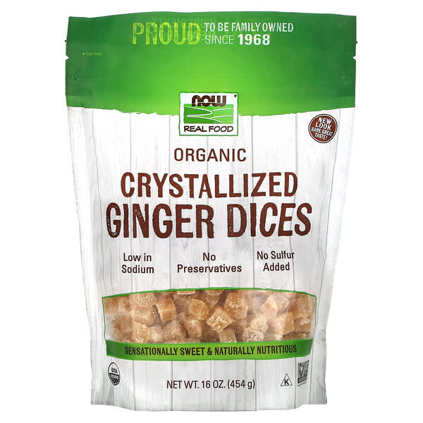 NOW Foods, Real Food, Organic Crystallized Ginger Dices, 16 oz (454 g)