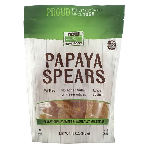 NOW Foods, Real Food, Papaya Spears, 12 oz (340 g)
