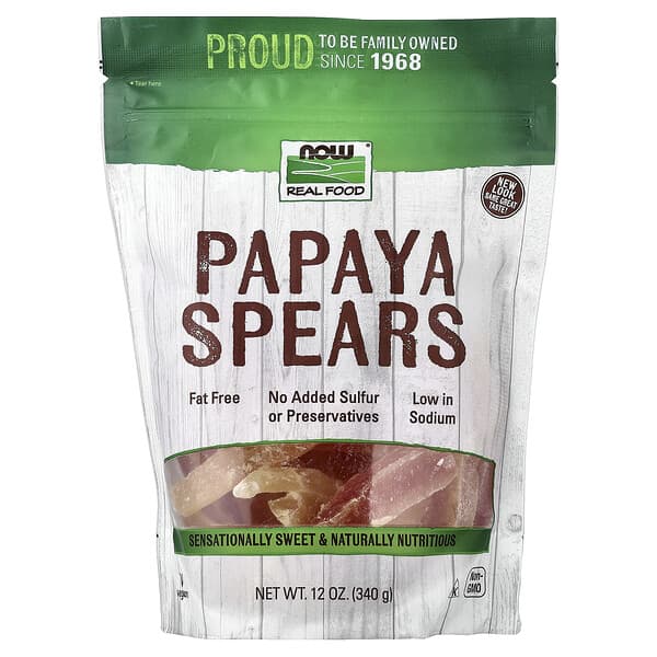NOW Foods, Real Food, Papaya Spears, 340 g