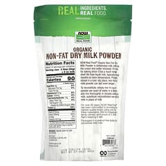 NOW Foods, Real Food, Organic Non-Fat Dry Milk Powder, fettfreies Bio-Trockenmilchpulver, 340 g (12 oz.)