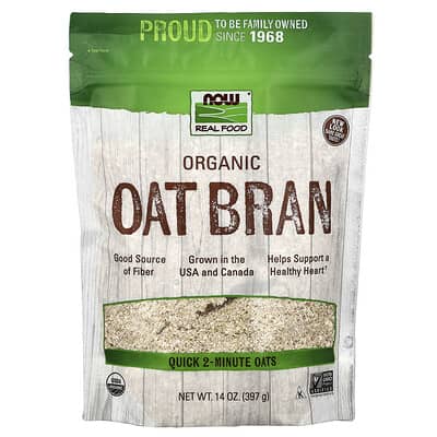 NOW Foods, Real Food, Organic Oat Bran, 14 oz (397 g)