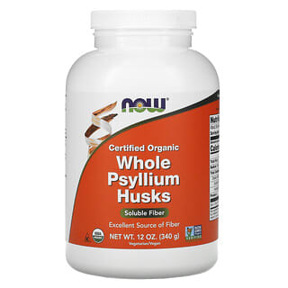 NOW Foods, Salgadinhos de Psyllium inteiros orgânicos certificados, 12 oz (340 g)
