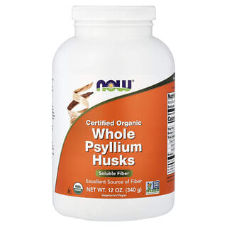 NOW Foods, Cáscaras de psyllium enteras orgánicas certificadas, 340 g (12 oz)