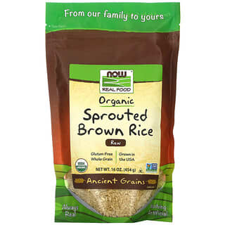 NOW Foods, リアルフード、オーガニックスプラウテッドブラウンライス、ロー（生発芽玄米）、454g（16オンス）