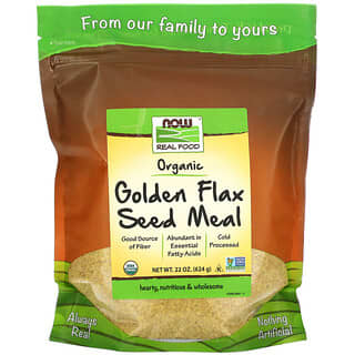 NOW Foods, Real Food, Harina de semillas de lino dorado orgánico, 624 g (22 oz)