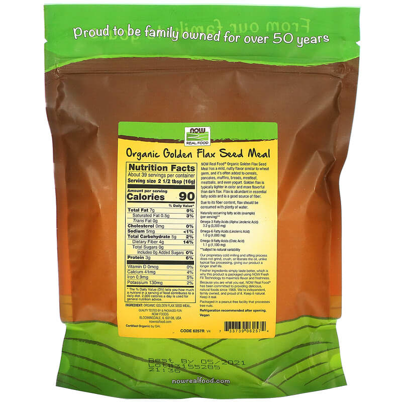 Farine de graines de lin dorées biologiques, 907 g