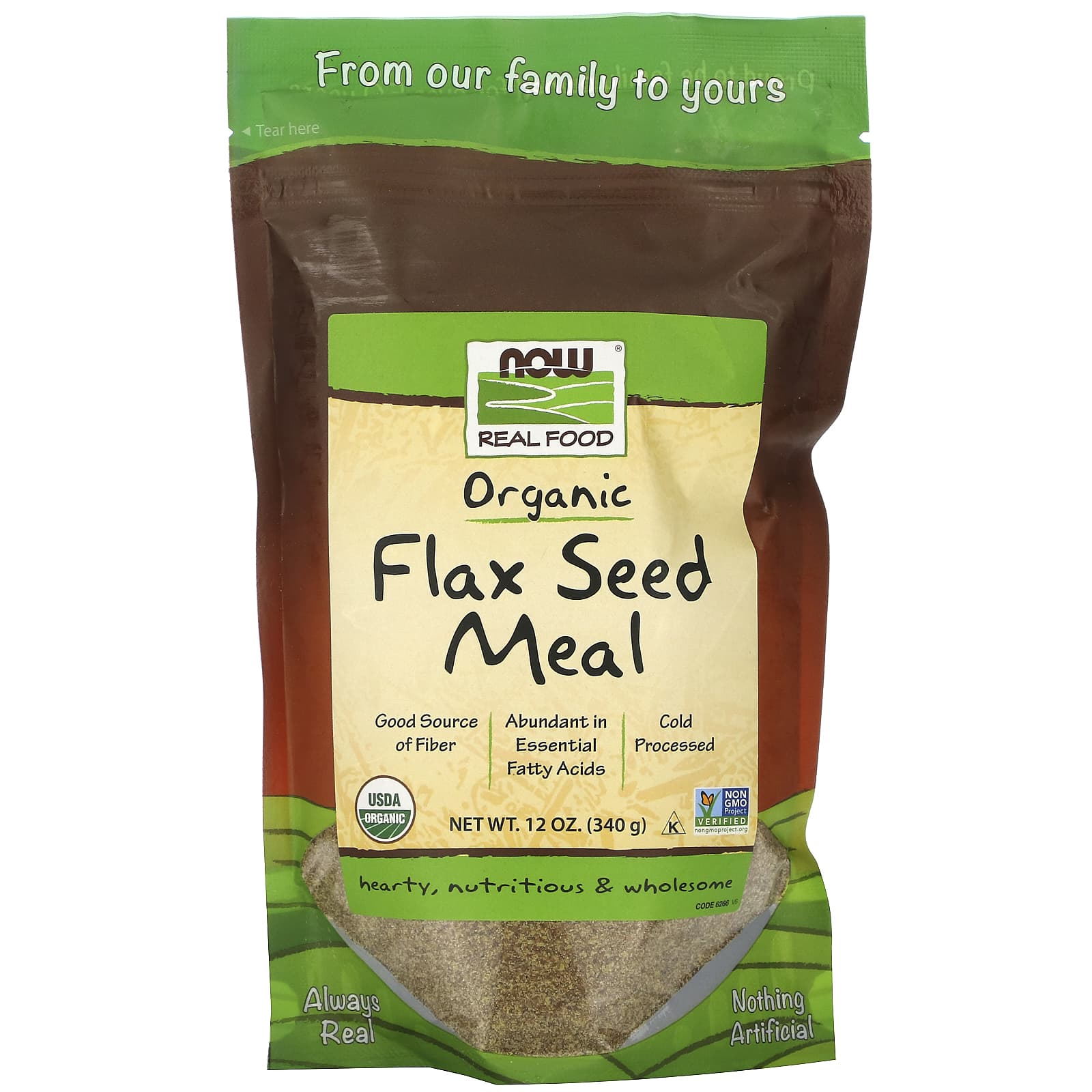 NOW Foods, Real Food, Organic Flax Seed Meal, 12 oz (340 g)