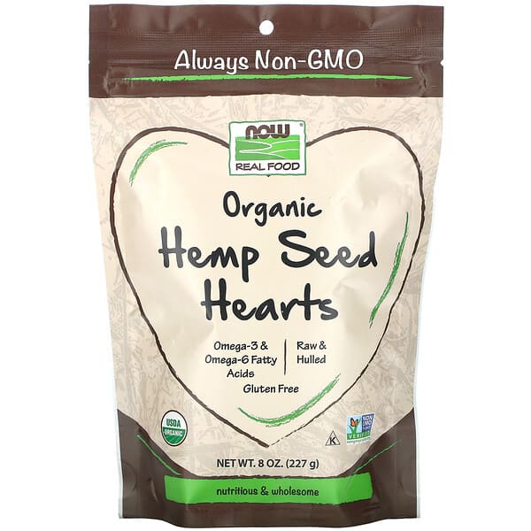 NOW Foods, Real Food, Corazones de semillas de cáñamo orgánico, 227 g (8 oz)