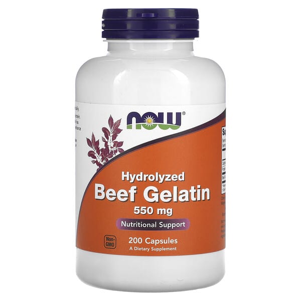 NOW Foods, Hydrolyzed Beef Gelatin, 550 mg, 200 Capsules