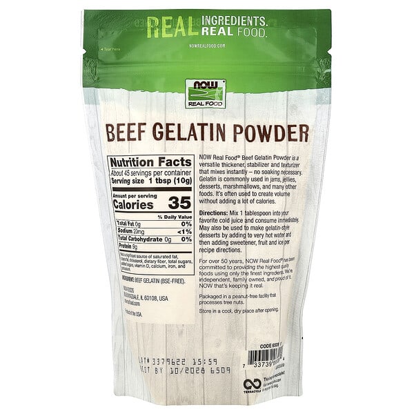 NOW Foods, Real Food, Beef Gelatin Powder, 1 lb (454 g)