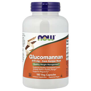 NOW Foods, Glucomannan, 575 mg, 180 Cápsulas Vegetais