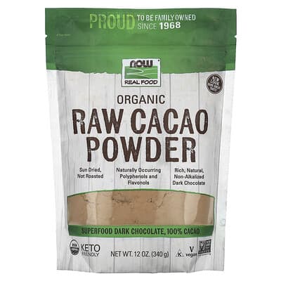 NOW Foods, Real Food, Organic Raw Cocoa Powder, 12 oz (340 g)
