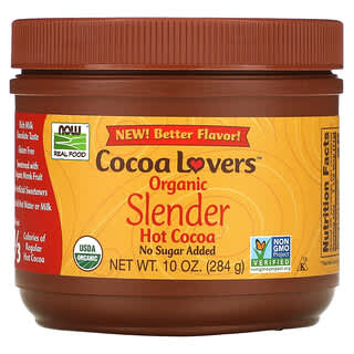 NOW Foods, リアルフード、Cocoa Lovers（ココアラバーズ）、オーガニックスレンダーホットココア、284g（10オンス）