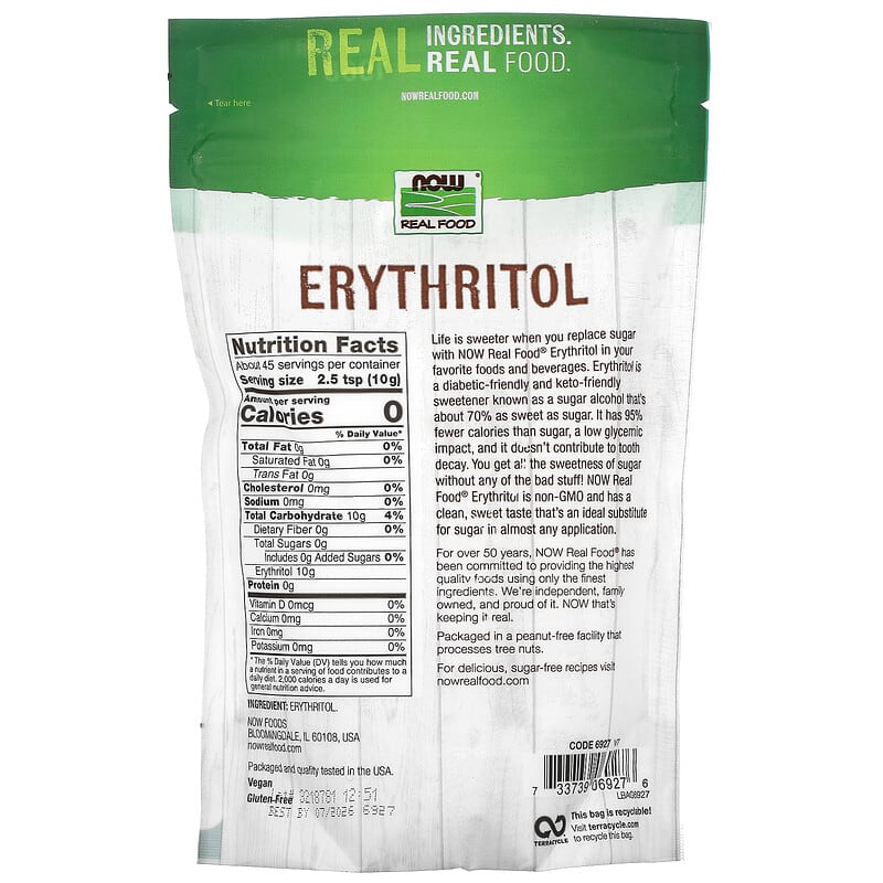 Now Foods Organic Erythritol 16 oz Granule - VitaminLife