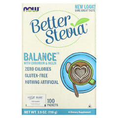 NOW Foods, Better Stevia, Balance with Chromium & Inulin, 100 Packets, 3.9 oz (110 g)