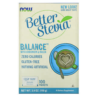 NOW Foods, Better Stevia, Balance con cromo e inulina, 100 sobres (1,1 g) cada uno
