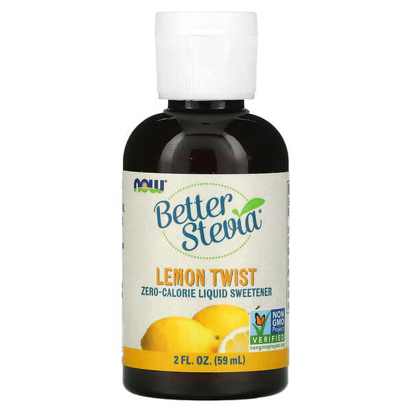 NOW Foods, Better Stevia, низкокалорийный жидкий подсластитель, лимонная твист, 59 мл (2 жидк. Унции)