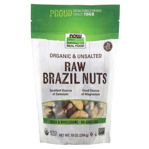 NOW Foods‏, Real Food، جوز برازيلي عضوي، غير مملح، 10 أونصة (284 جم)