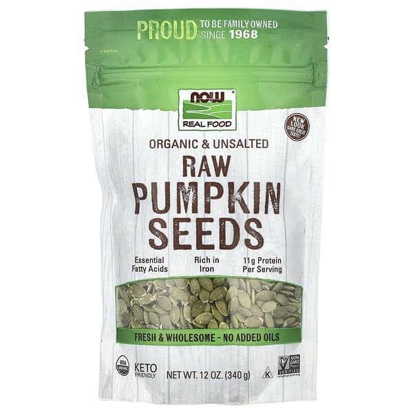 NOW Foods, Organic Raw Pumpkin Seeds, Unsalted, 12 oz (340 g)