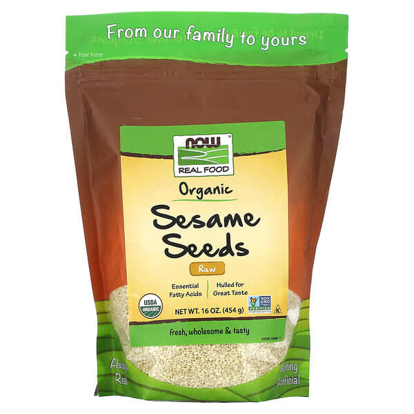 NOW Foods, Real Food, Organic Raw Sesame Seeds, 16 oz (454 g)