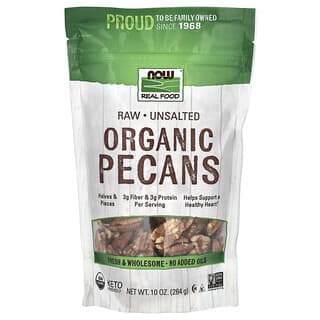 NOW Foods, Organic Raw Pecans, Unsalted, 10 oz (284 g)