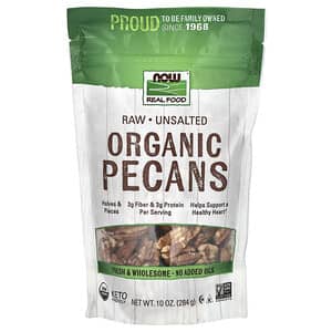 NOW Foods, Organic Raw Pecans, Unsalted, 10 oz (284 g)'