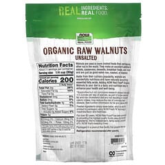 NOW Foods, Real Food, Organic Raw Walnuts, Unsalted, 12 oz (340 g)