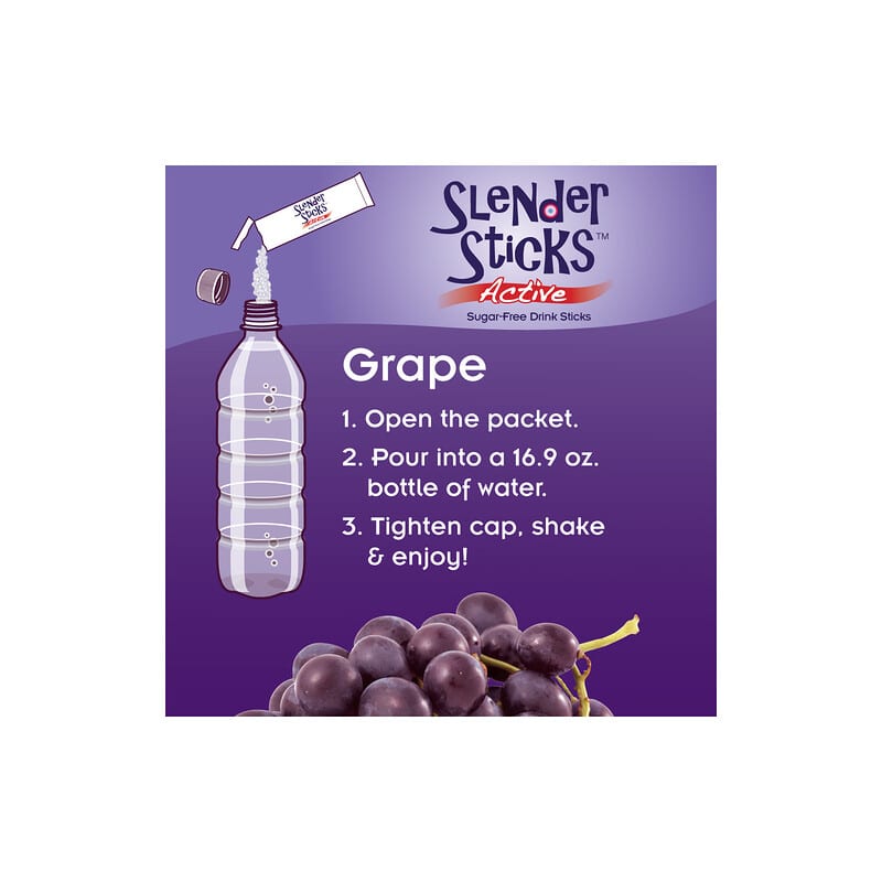 Real Food, Slender Sticks, Active, Grape, 12 Sticks, 1,7 oz (48 g)