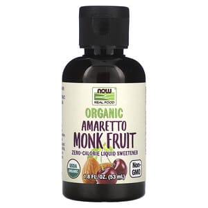NOW Foods, Organic Amaretto Monk Fruit, низкокалорийный жидкий подсластитель, 53 мл (1,8 жидк. Унции)