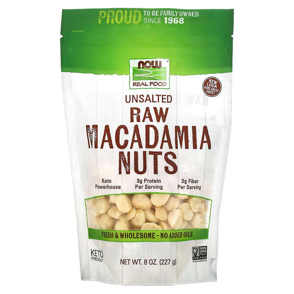 NOW Foods, Real Food, Raw Macadamia Nuts, Unsalted, 8 oz (227 g)