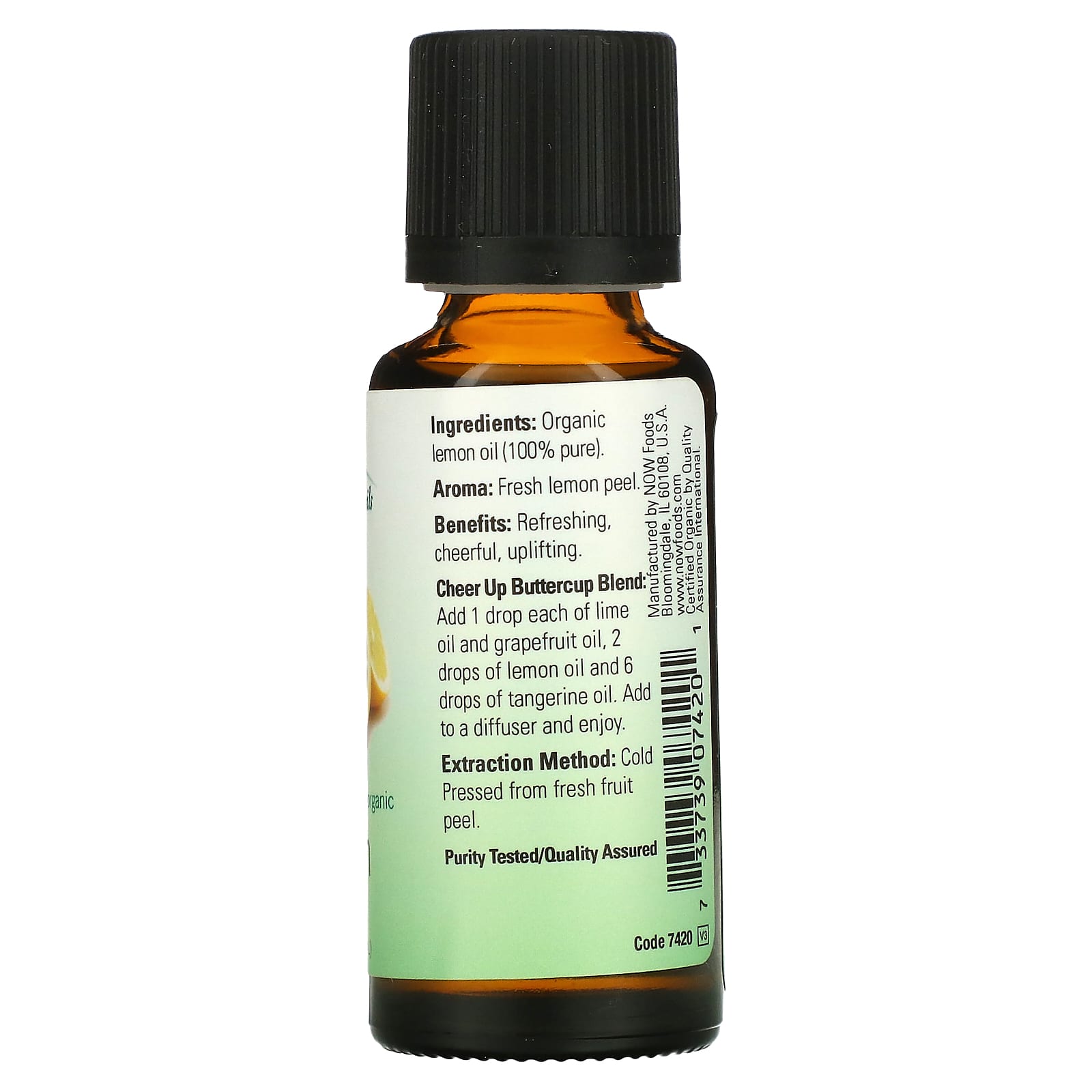 NOW Foods, Organic Essential Oils, Lemon, 1 fl oz (30 ml)