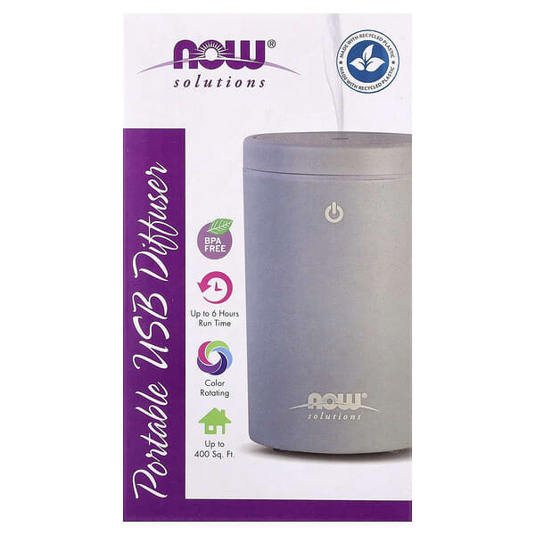 NOW Foods, Переносной ультразвуковой USB-диффузор для эфирных масел, 1 диффузор