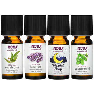 NOW Foods, Let There Be Peace & Quiet, Kit d'huiles essentielles relaxantes, 4 flacons, 10 ml chacun