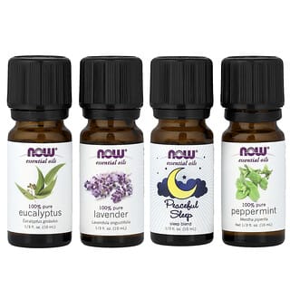 NOW Foods, Solutions, Let There Be Peace & Quiet, Relaxing Essential Oils Kit, 4 Bottles, 1/3 fl oz (10 ml) Each