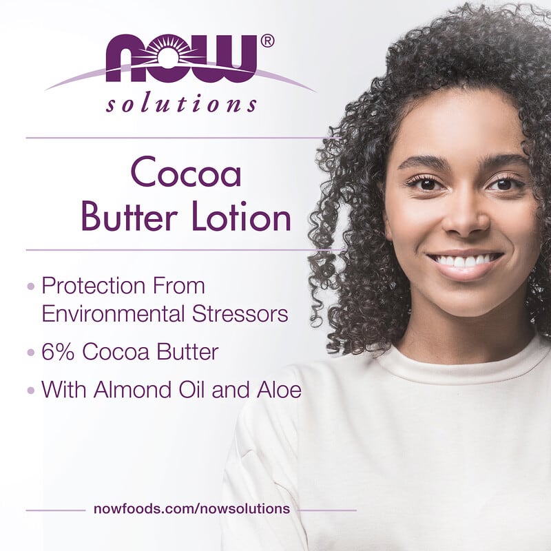NOW Foods, Solutions, какао-масло лосьон, 8 жидких унций (237 мл)