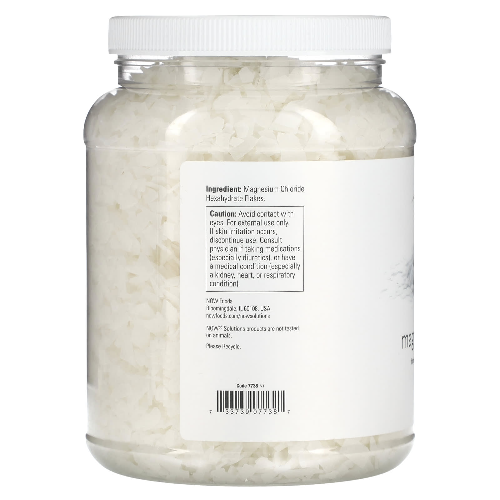 NOW Foods, Solutions, Magnesium Flakes, 100 Pure, 54 oz (1531 g)