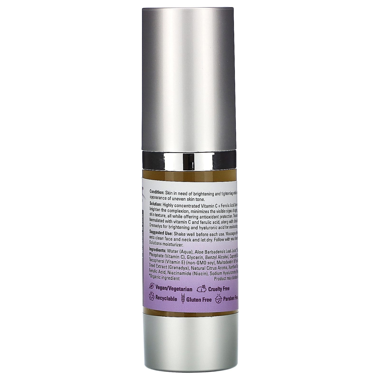 NOW Foods, Solutions, Vitamin C & Ferulic Acid Serum, 1 fl oz (30 ml)