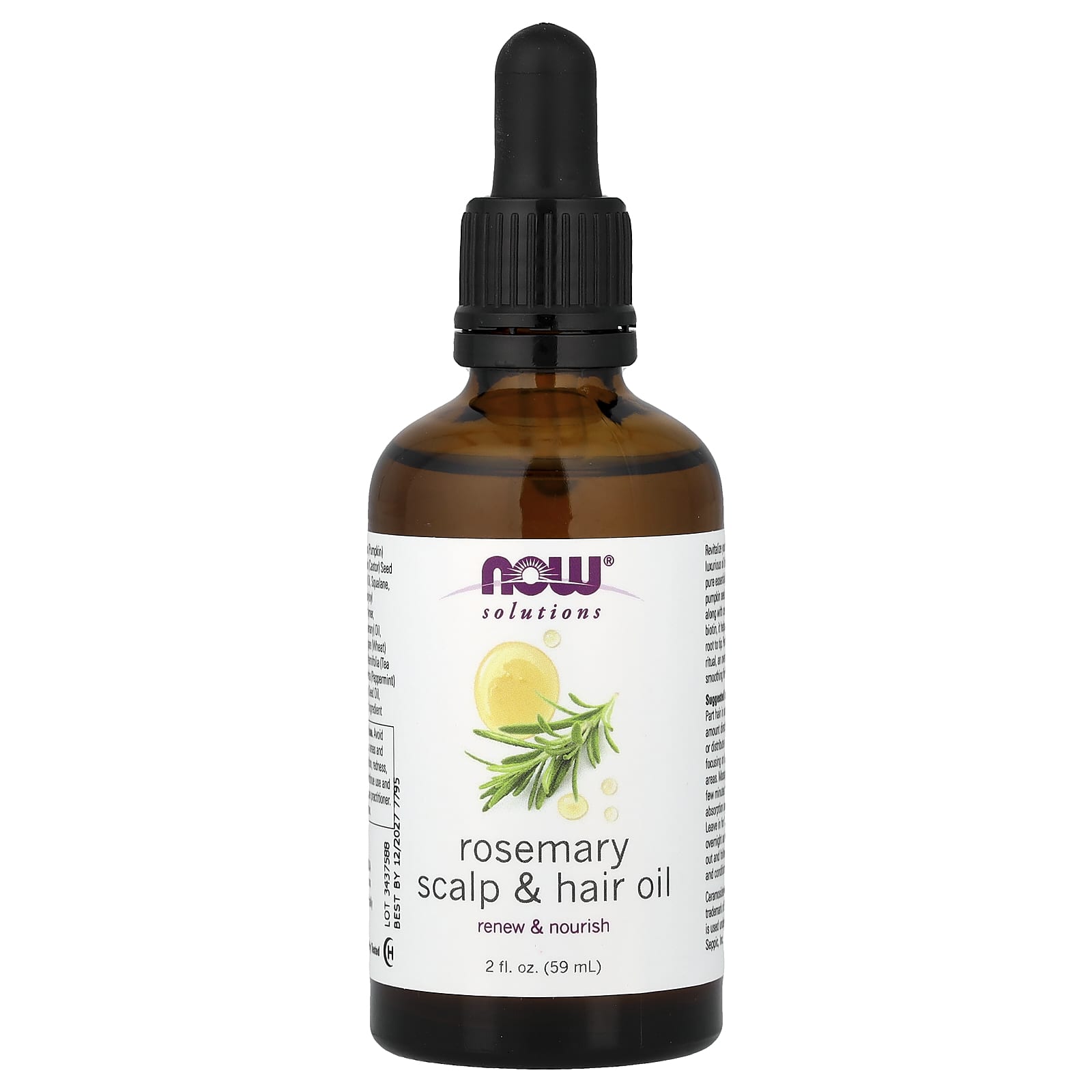 NOW Foods, Solutions, масло для кожи головы и волос с розмарином, 59 мл (2 жидк. унции)