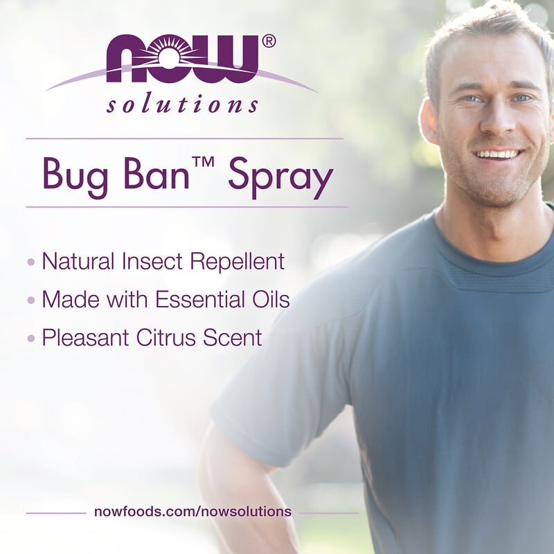 NOW Foods‏, Bug Ban, דוחה חרקים טבעי, בריח הדרים, 118 מ"ל (4 אונקיות נוזל)