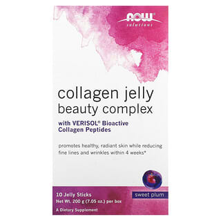 NOW Foods, Solutions, Collagen Jelly Beauty Complex, Sweet Plum, 10 Jelly Sticks, 0.705 oz (20 g) Each