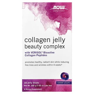 NOW Foods, Solutions, Collagen Jelly Beauty Complex, Sweet Plum, 10 Jelly Sticks, 0.705 oz (20 g) Each
