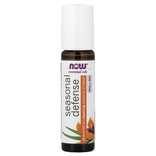 NOW Foods, 에센셜 오일, 롤온, 계절 디펜스, 10ml(1/3fl oz)