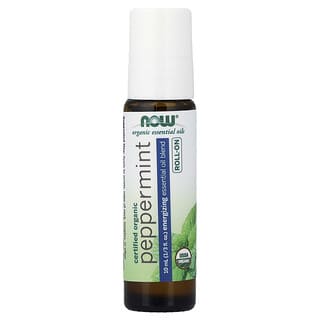NOW Foods, オーガニック エッセンシャルオイル、ペパーミント ロールオン、10ml（1/3液量オンス）