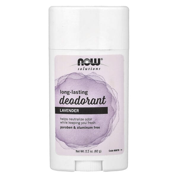 NOW Foods, Solutions, 롱-라스팅 데오드란트 스틱, 리프레싱 라벤더, 2.2 oz (62 g)