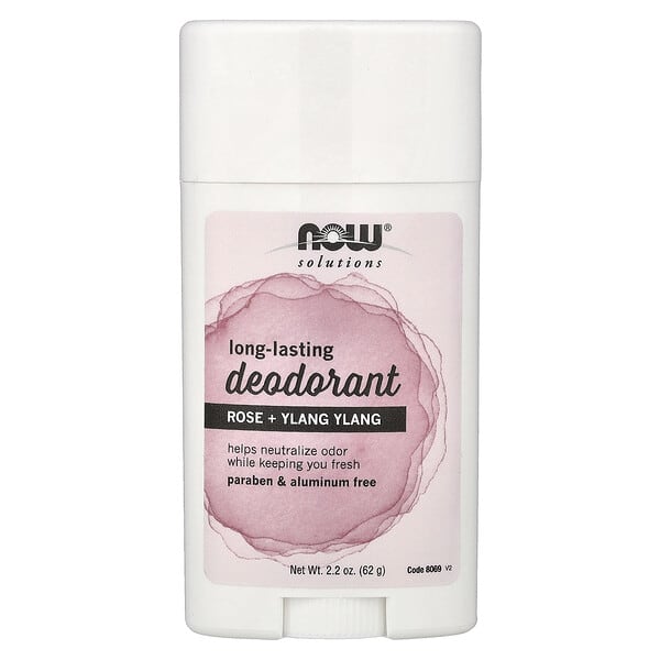 NOW Foods, Solutions, Long-Lasting Deodorant, langanhaltendes Deodorant, Rose + Ylang Ylang, 62 g (2,2 oz.)
