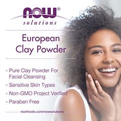 NOW Foods, Solutions, порошок з європейської глини, очищувальний засіб для обличчя, 170 г (6 унцій)