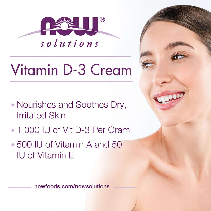 NOW Foods, Vitamin D-3 Cream, 1,000 IU, 4 fl oz (118 ml)