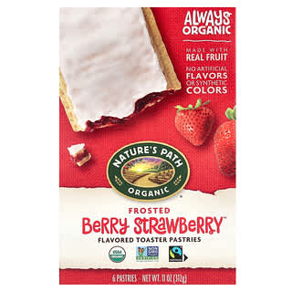 Nature's Path, Organic Flavored Toaster Pastries, Frosted Berry Strawberry, 6 Pastries, 11 oz (312 g)