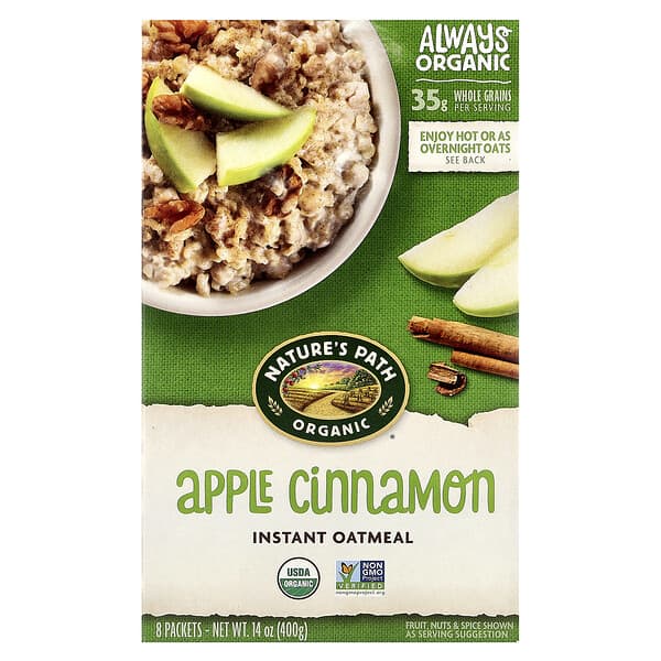 Nature's Path, Organic Instant Oatmeal, Apple Cinnamon, 8 Packets, 14 oz (400 g)